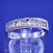 Size 6.5, Sterling 925 silver handmade ring, 925 stackable wedding band Cz