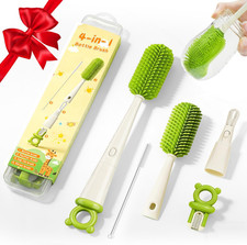 Bottle Cleaning Brush Set 4 in 1, Baby Bottle Cleaner Includes Silicone Bottle B