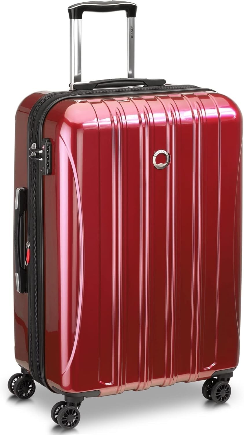 With Spinner Wheels, Brick Red, Checked-