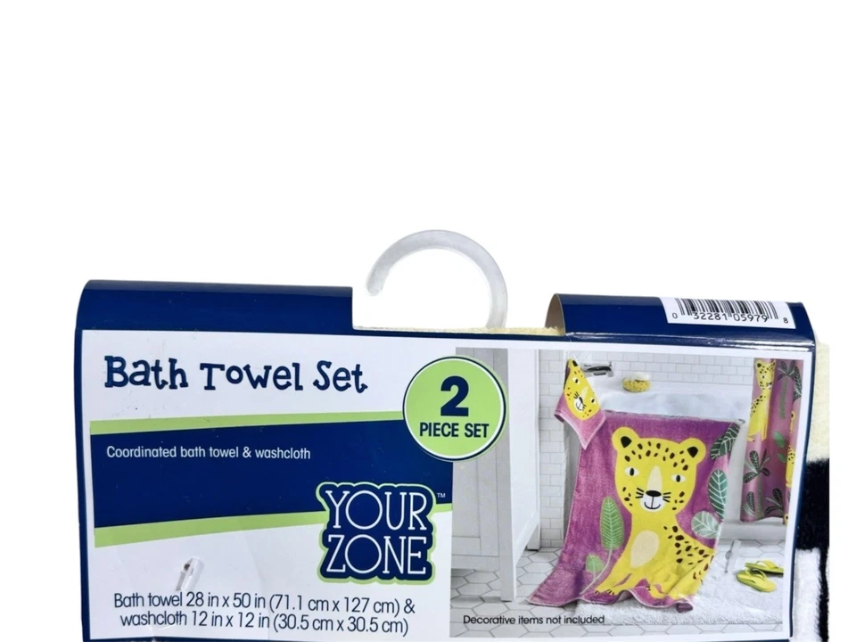 Kids 2PC Leopard Coordinated Bath Towel Set 28" x 50" Towel w/ Washcloth - Image 3 of 4