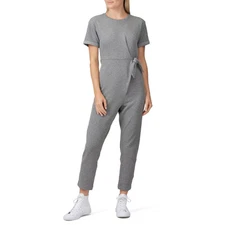 Hatch Lolo Maternity Jumpsuit Heather Gray Side Tie Crew Neck Short Sleeve Sz 4