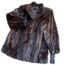 JOY MILLE Dark Brown Mink Fur Coat Womens 11 L Vintage