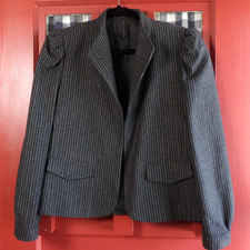 VTG Peabody House Women's Classic Dark Gray Pinstriped Blazer Jacket Size 9/10