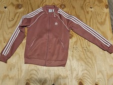adidas Originals Women's Pink Full Zip Track Jacket 3-Stripes Pockets XS