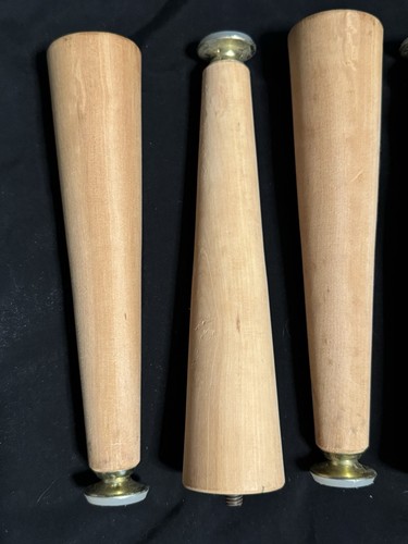 VTG Round Tapered MCM Wooden Table Legs with Swivel Lok Tips Set of 6 Natural - Picture 5 of 14