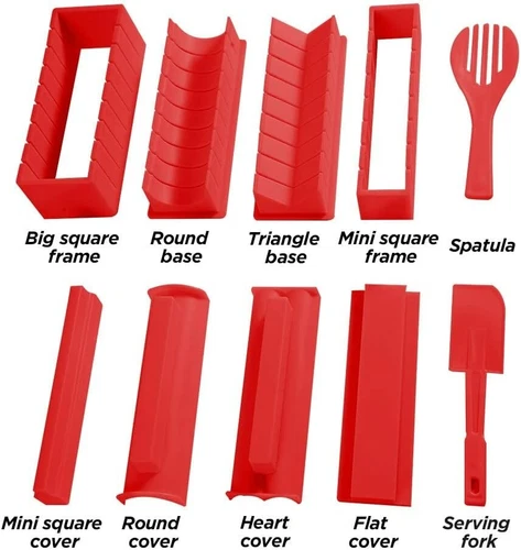 SUSHI MAKER KIT 10 PIECES EASY TO USE round shape heart shape RED TOOLS