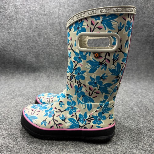 Bogs Boots Girls 1 Grey Magnolia Rain Snow Knee High Wellies 72800-125 - Picture 8 of 16