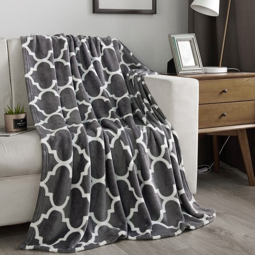 Flannel Fleece Blanket Soft Plush Sofa Couch Cozy Bed Throw Blanket Reversibe - Picture 13 of 77