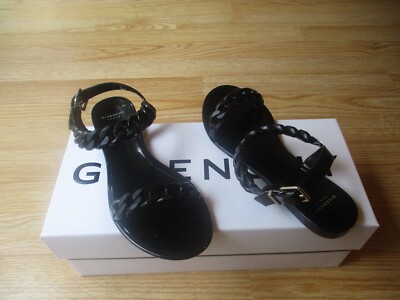 $295 Givenchy Jelly Chain Link Flat Rubber Sandals Black 38 US 7.5 NEW
