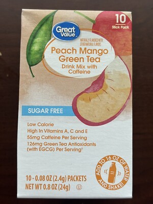 Sugar Free Peach Mango Green Tea with Caffeine Drink Mix