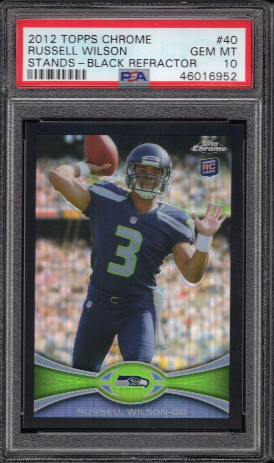 2012 Topps Chrome Russell Wilson #40 RC Black Refractor #080/299 PSA 10 GEM
