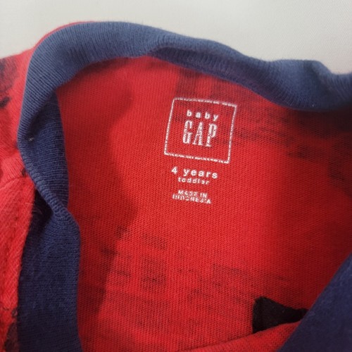 Baby Gap Boy's Red Blue Short Sleeve Shirt 4 T Toddler 4T Firetruck Fire Truck - Picture 2 of 5