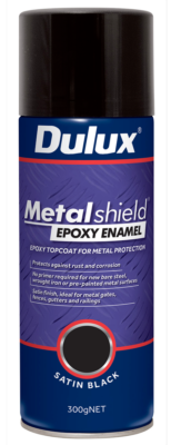 Dulux Metalshield Satin Black Epoxy Enamel Spray Paint Rust