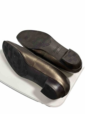 Munro Brown Gold Bronze Leather Stitch Loafers Flats Size  display picture 2