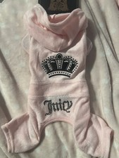 juicy couture pink and black terry dog pets tracksuit clothing XS/S 