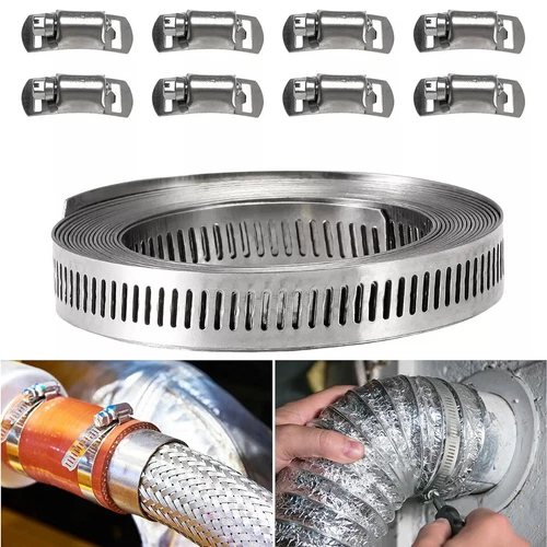 11.5FT+8 Fasteners Adjustable Large Hose Clamps Worm Gear Stainless Steel Clamp - Bild 3 von 14