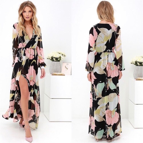 Lulus Wondrous Water Lilies Maxi Dress 