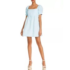 Alice + Olivia Bauery Puffed Sleeve Babydoll Dress Baby Blue Size 12