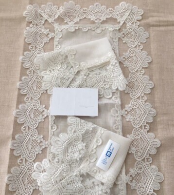 Tris Centrini unifarben mit verarbeiteten Kanten 100% Leinen elegant Made in Italy