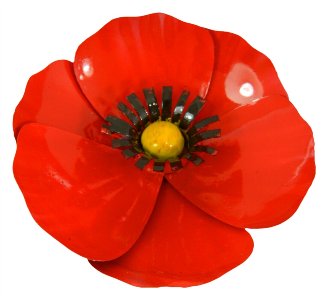 Metal Poppy Flower Garden Ornament Set of 3 Poppies on 100cm stick