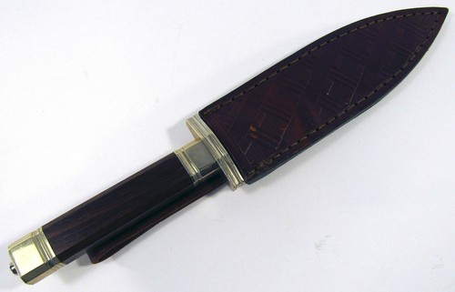 Damascus Fixed Blade Knife Embossed Leather Belt Sheath 24.4 cm 9.6-inches - Picture 17 of 19