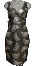 Karen Millen Silver Grey Statement Bow Evening Backless Dress 10 BNWT