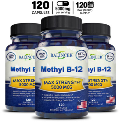 Vitamin B12 - 30/60/120 Kapsel 5000mcg - Methylcobalamin - pure B-12