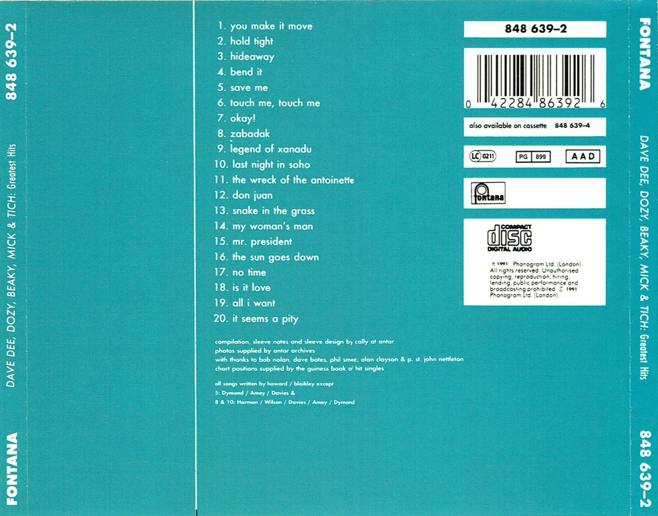 (CD) Dave Dee, Dozy, Beaky, Mick & Tich - Greatest Hits - The Legend Of Xanadu - Bild 2 von 2