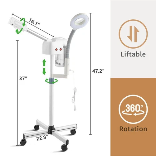 2in1Facial Steamer and 3 X Magnifying Lamp Beauty Spa Skin Care White