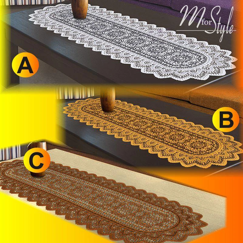 Elegant Lace Table Runner in White, Gold, or Brown