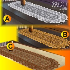 Elegant Lace Table Runner White Gold or Brown  14" x 47" 35cm x 120cm Easy care