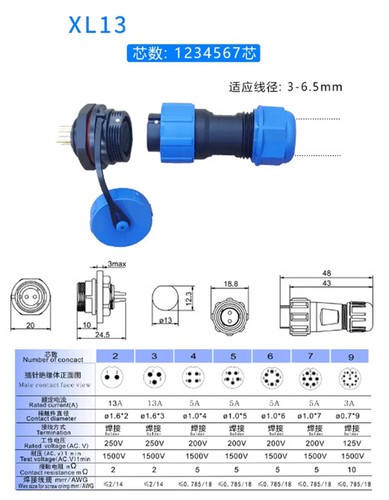 IP68 Waterproof 2/3/4/5/6/7/9/10/12-26 Pin Plug Socket Inline Connector Aviation - Picture 9 of 14