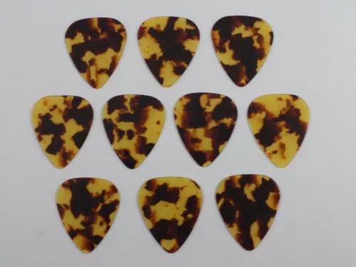 10 TEAR DROP PLECTRUMS PICKS Tortoiseshell in 3 gauges Celluloid Teardrop