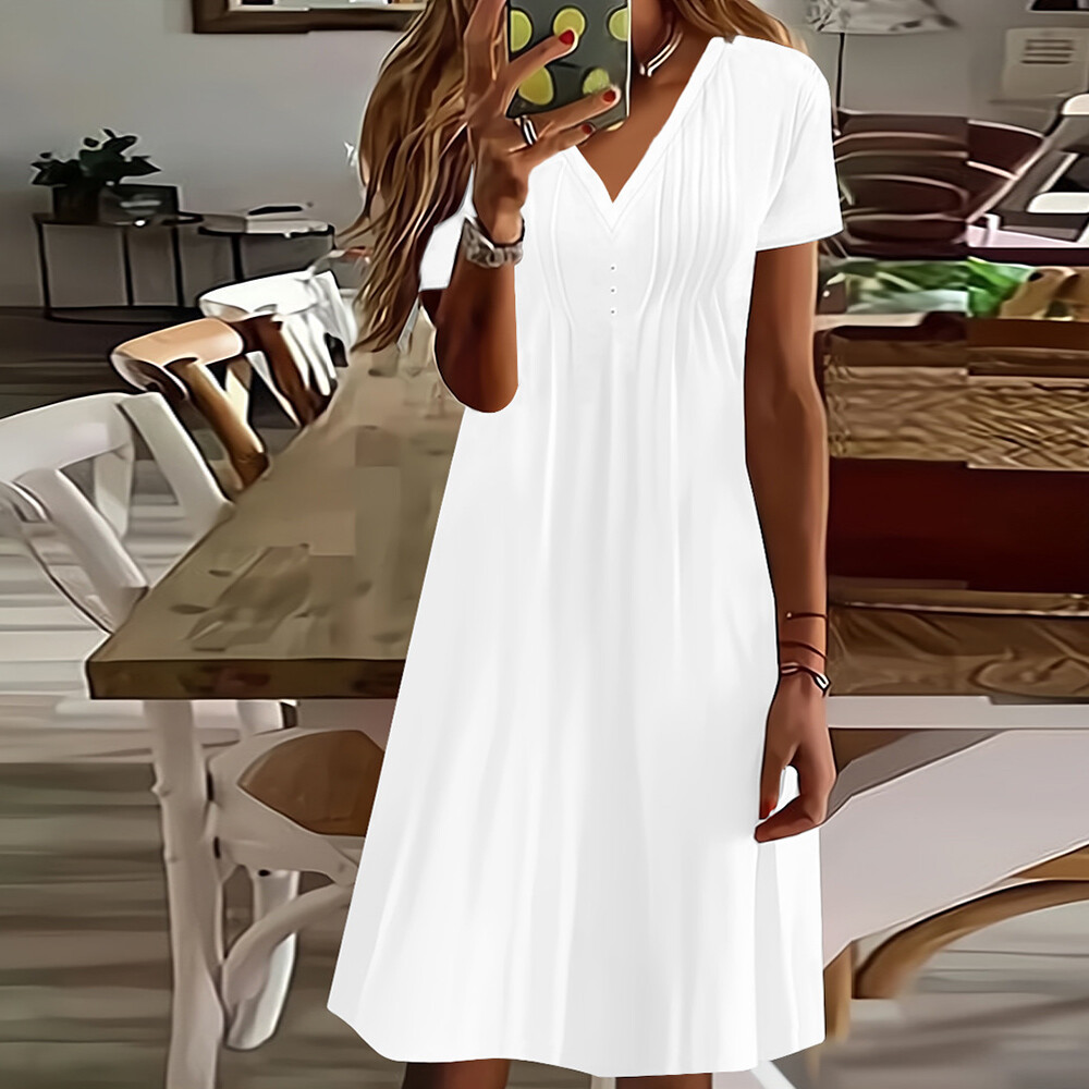 Sundress Dress Aline Midi Beach Dresses Casual Beach Summer VNeck