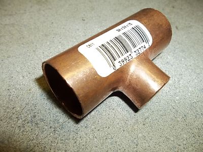 NEW Copper Pipe Tee C611 3/4'' x 3/4'' x 1/2''   *FREE SHIPPING*