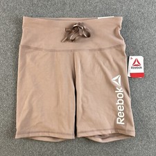 Reebok Shorts Womens Medium Deep Taupe Drawstring Zip Key Pocket NOS 2015 4303