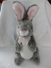 Vintage Rabbit / Bunny Hand Puppet  ~ 16” Plush, Gray ~ Realistic