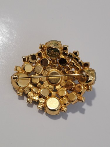Fabulous Vintage Signed HOBE Blue Purple Clear & Frost Glass Stones Brooch Clip - Picture 4 of 8