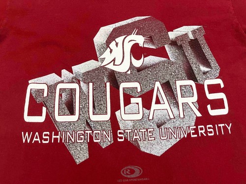 Vintage Tennessee River NCAA WSU Washington State Cougars T-Shirt Red XL Tee USA - Picture 2 of 8
