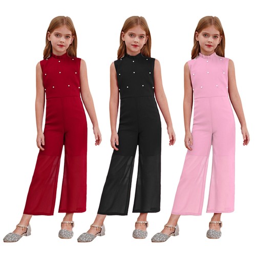Kids Girls Romper Wide Leg Jumpsuit Casual Overalls Clothes Dance Belted Party
