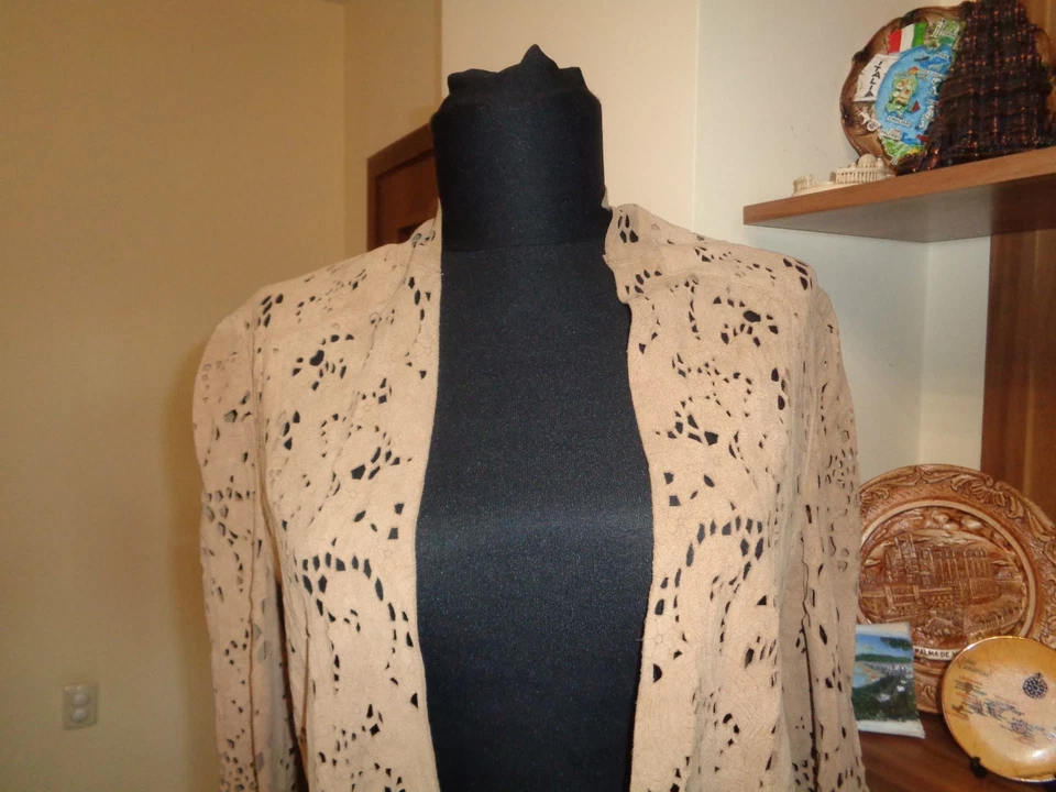 HAUTE HIPPIE SUEDE 100%GOATSKIN FLORAL LASER CUT OPEN FRONT ASYMMETRIC JACKET-M - Image 3 of 4