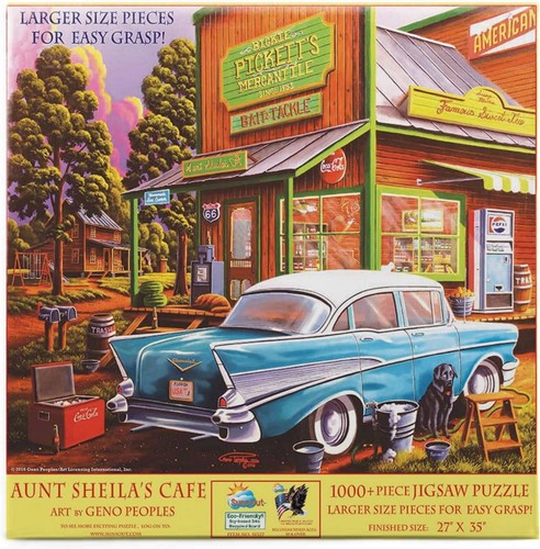 Jigsaw Puzzle 1000 Piece SunsOut Eco Friendly USA 27 x 35 Aunt Sheila's Cafe - Picture 3 of 3