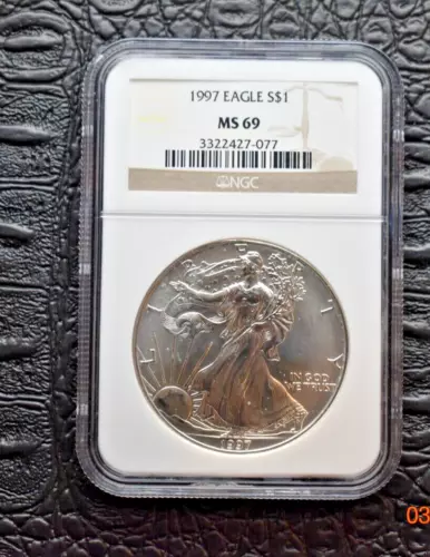 MS69 1997 American Silver Eagle NGC coin- FREE SHIPPING