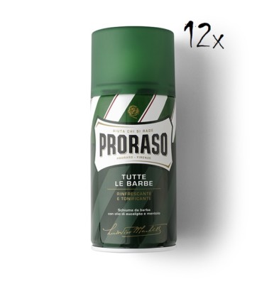 12x PRORASO Shaving foam Cream seife Rasierschaum Eukalyptusöl und Menthol 400ml