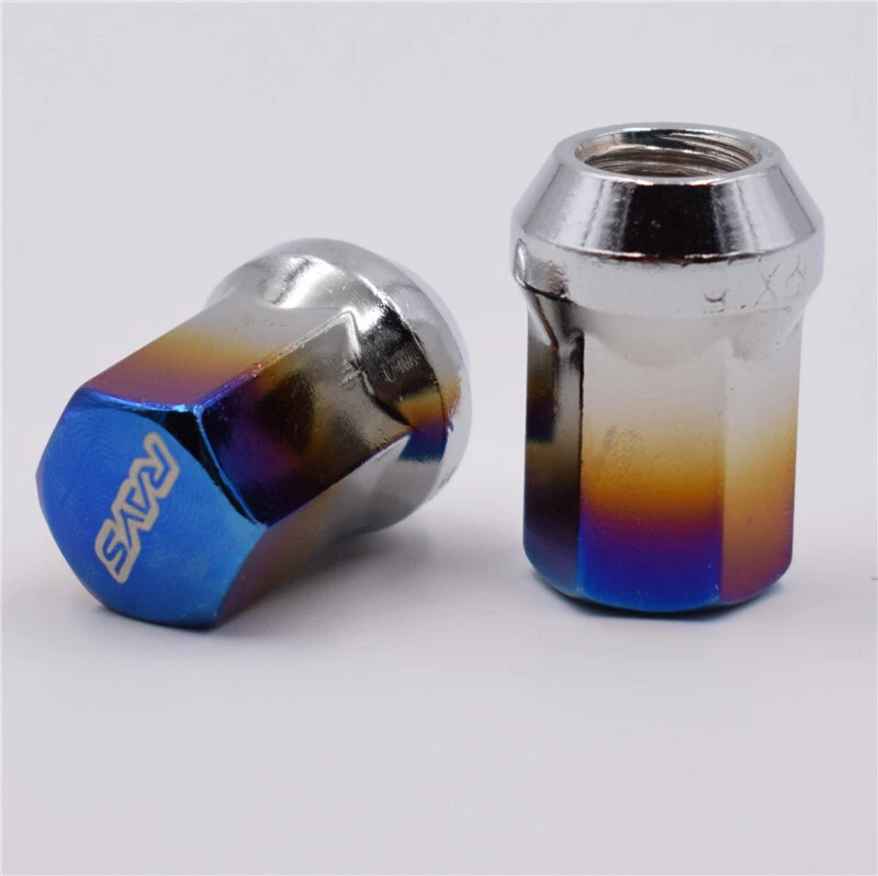 Juego de 20 tuercas de rueda de acero de alta resistencia azul quemado JDM M12x1,5 rayos 32 mm Foto 4 de 4