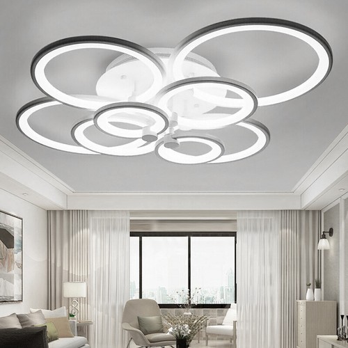 Acrylic Ring Chandelier LED Ceiling Light Fixture Lamp For Living Room 4/6/8 Way - Picture 14 of 17