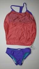 Speedo Girl's Two-Piece Tankini Set, Tropical Glow, Big Kids 8