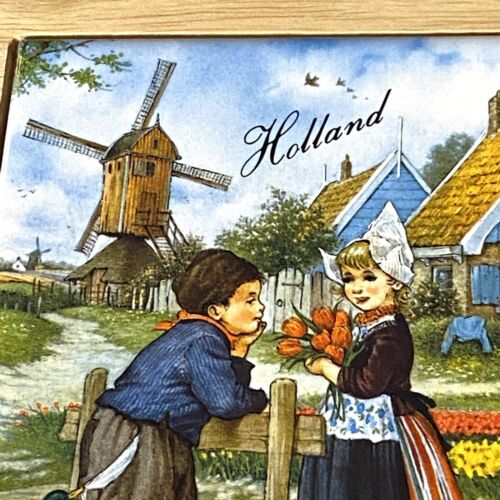 Delfter Keramik handbemalte Kunstfliese Made in Holland gestempelt auf Rückseite Holz gerahmt - Bild 2 von 10
