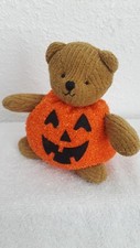 Vtg Russ Berrie  Co Fall Halloween Jack O Pumpkin Bear Bean Bag Plush 6"