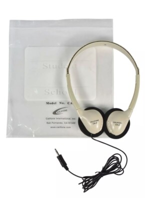 Califone CA-2 Wired 3.5mm Stereo Headphones - Beige Adjustable WORKS Brand New